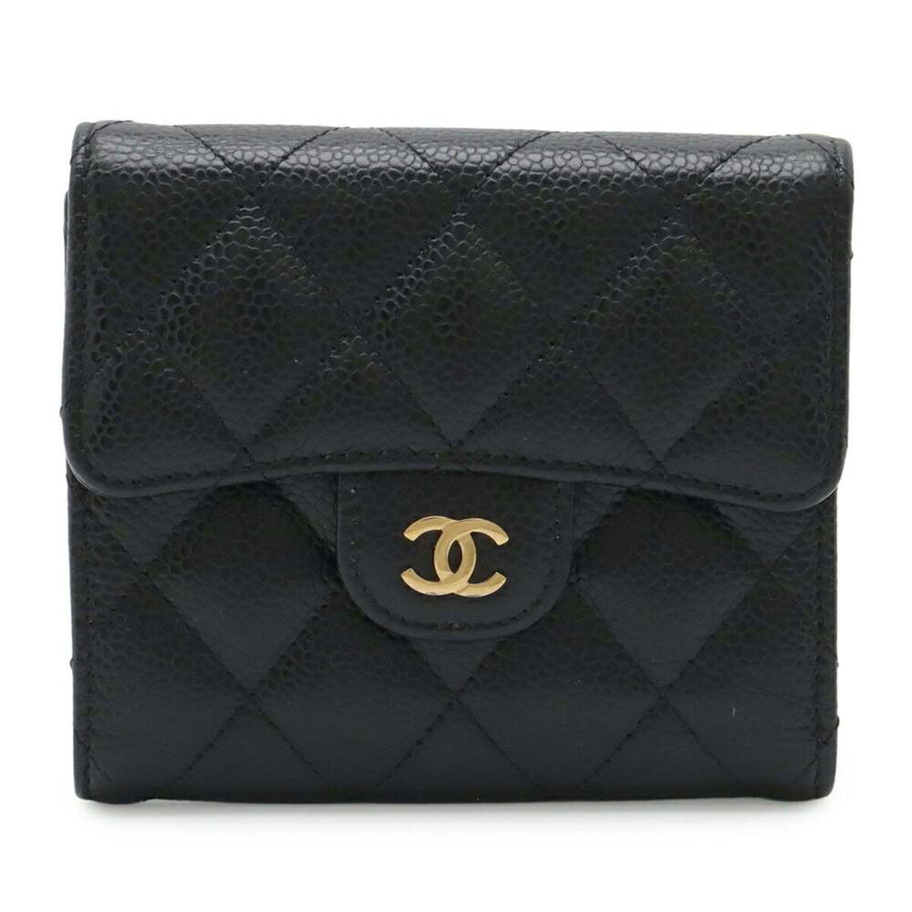 CHANEL Black Caviar Leather Logo Wallet - Picture 1 of 10